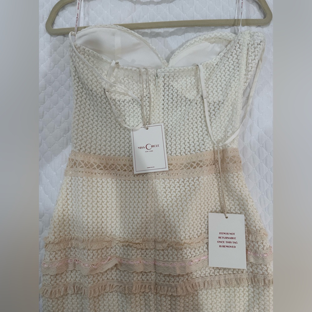 Women's Pallas Beige Lace Trim Crochet Mermaid Maxi Dress - Picture 10 of 10